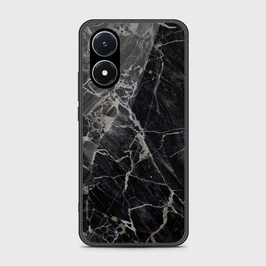 Vivo Y02s Cover - Design 473 - Black Marble Series - HQ Ultra Shine Premium Infinity Glass Soft Silicon Borders Case (Fast Delivery)