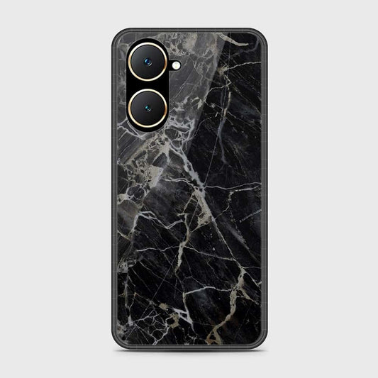 Vivo Y03 Cover- Black Marble Series - HQ Ultra Shine Premium Infinity Glass Soft Silicon Borders Case