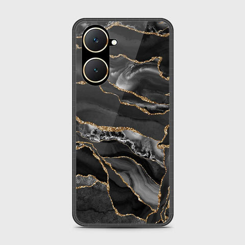 Vivo Y03t Cover- Black Marble Series - HQ Ultra Shine Premium Infinity Glass Soft Silicon Borders Case