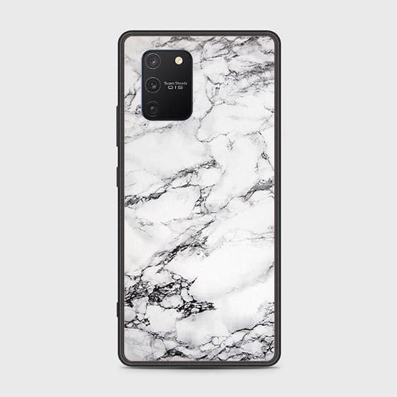 Samsung Galaxy A91 Cover - White Marble Series - D17 - HQ Ultra Shine Premium Infinity Glass Soft Silicon Borders Case ( Fast Delivery )