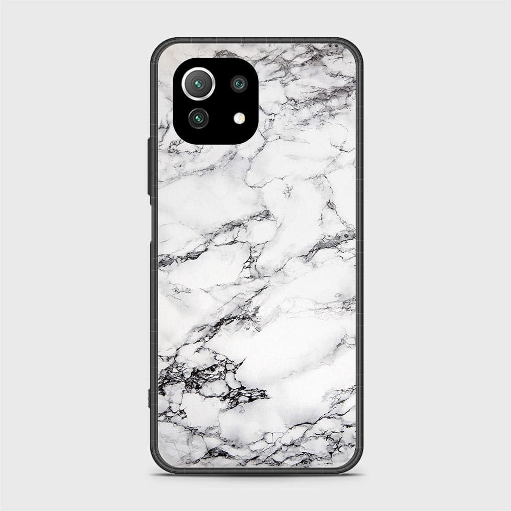 Xiaomi 11 Lite 5G NE Cover - White Marble Series - HQ Ultra Shine Premium Infinity Glass Soft Silicon Borders Case