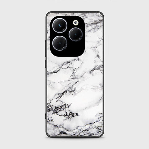 Infinix Hot 40 Cover- White Marble Series - HQ Ultra Shine Premium Infinity Glass Soft Silicon Borders Case