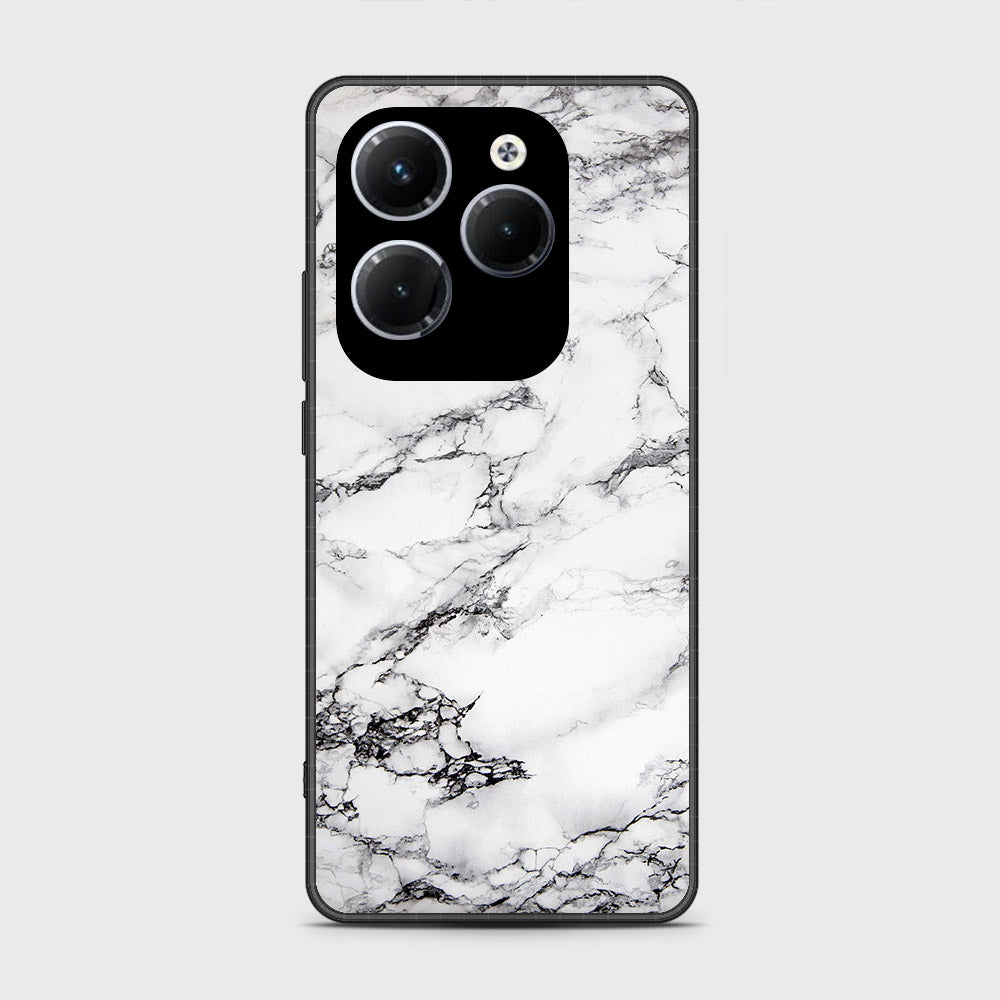 Infinix Hot 40 Pro Cover- White Marble Series - HQ Ultra Shine Premium Infinity Glass Soft Silicon Borders Case