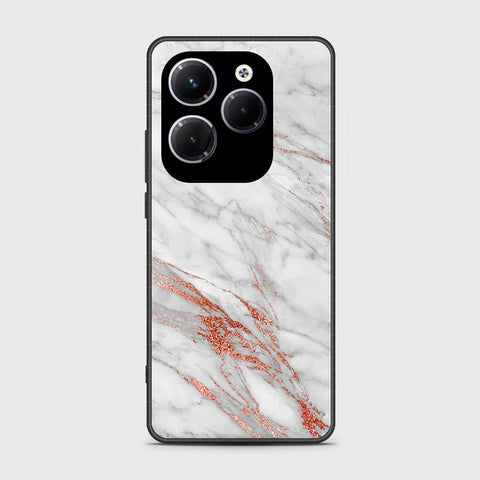 Infinix Hot 40 Pro Cover- White Marble Series - HQ Ultra Shine Premium Infinity Glass Soft Silicon Borders Case