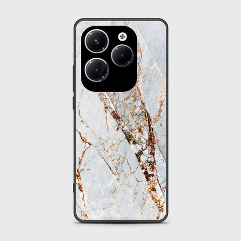 Infinix Hot 40 Pro Cover- White Marble Series - HQ Ultra Shine Premium Infinity Glass Soft Silicon Borders Case