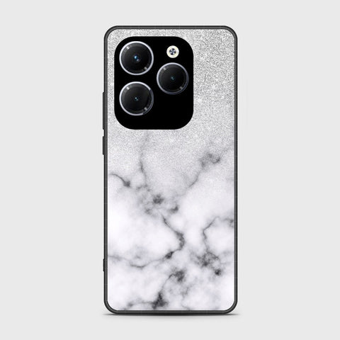 Infinix Hot 40 Pro Cover- White Marble Series - HQ Ultra Shine Premium Infinity Glass Soft Silicon Borders Case