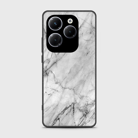 Infinix Hot 40 Pro Cover- White Marble Series - HQ Ultra Shine Premium Infinity Glass Soft Silicon Borders Case