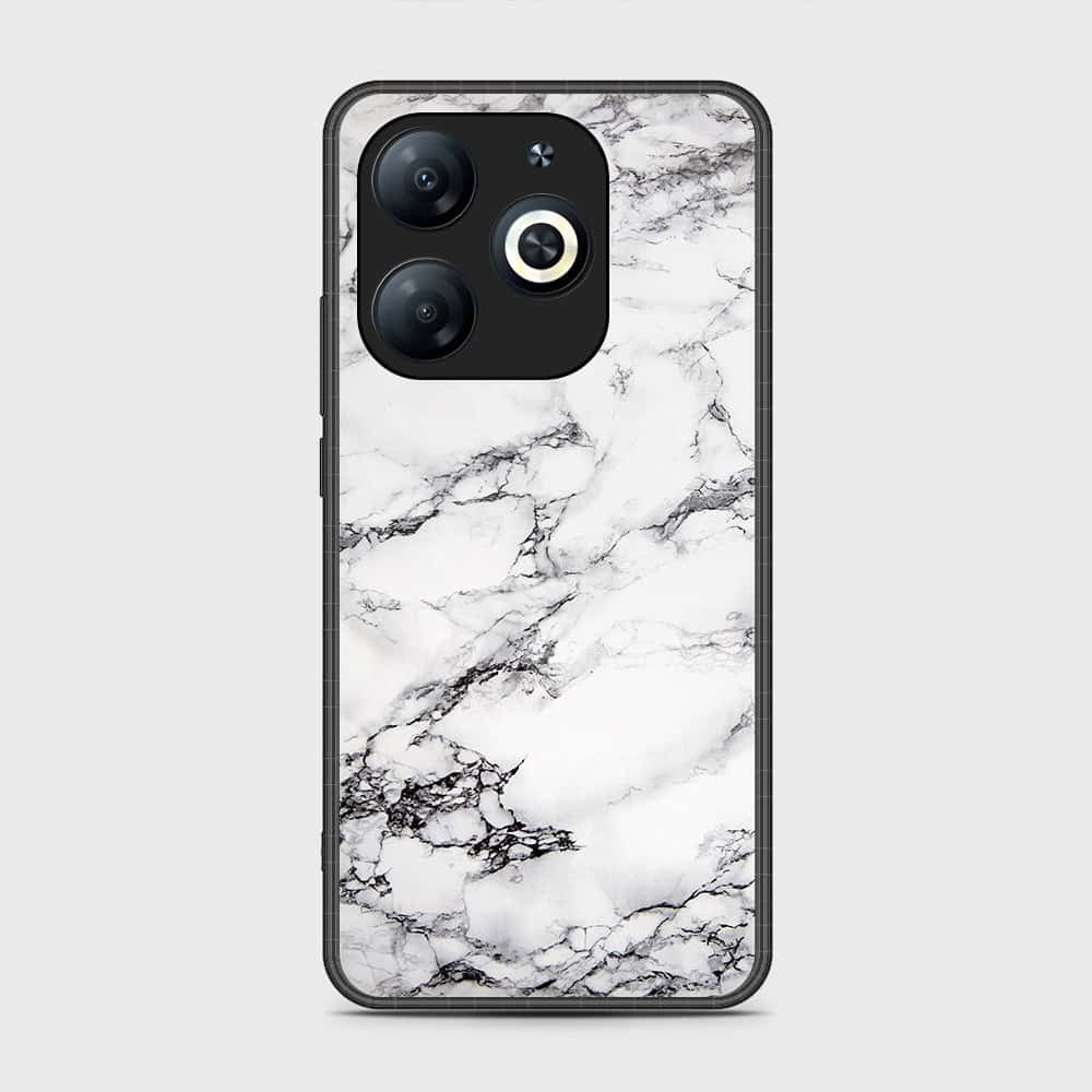 Infinix Smart 8 Plus Cover- White Marble Series - HQ Ultra Shine Premium Infinity Glass Soft Silicon Borders Case