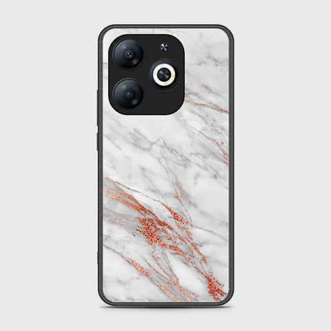 Infinix Smart 8 Plus Cover- White Marble Series - HQ Ultra Shine Premium Infinity Glass Soft Silicon Borders Case