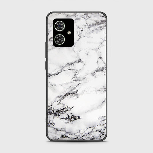 Motorola Moto G54 Cover- White Marble Series - HQ Ultra Shine Premium Infinity Glass Soft Silicon Borders Case