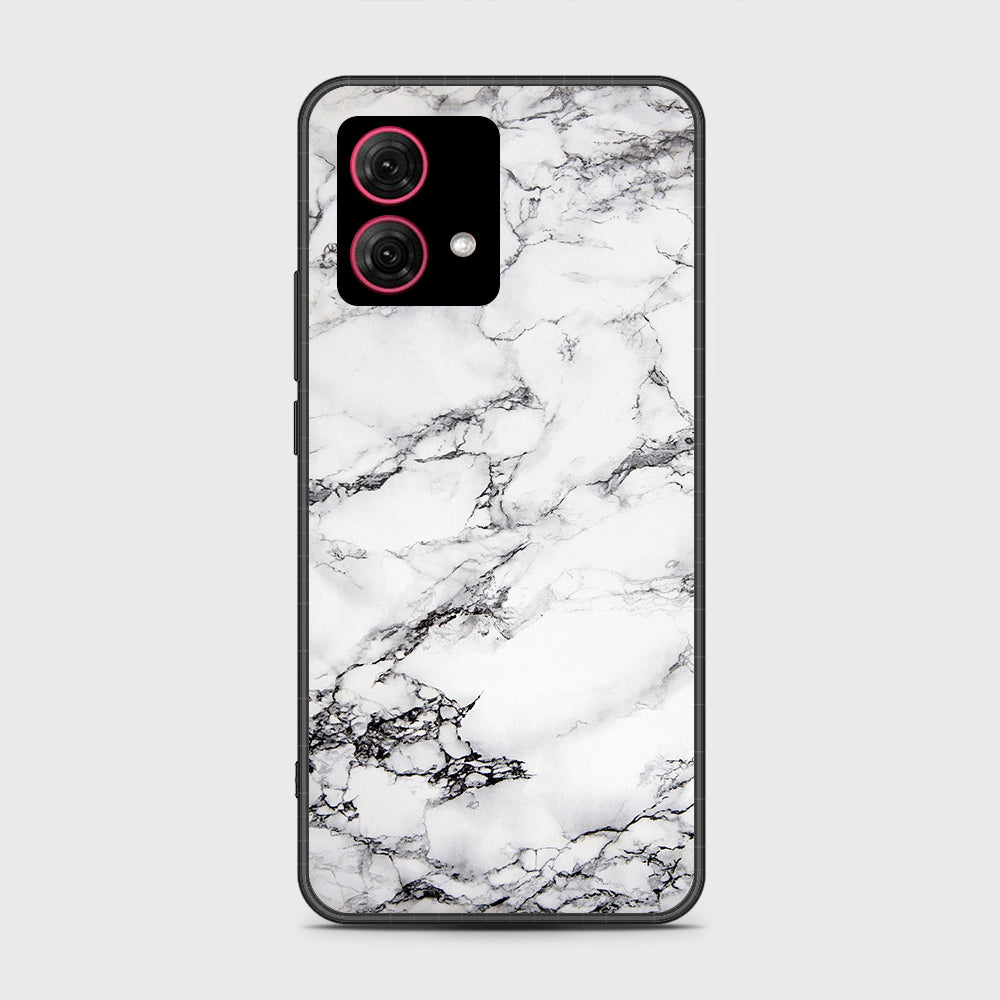 Motorola Moto G84 Cover - White Marble Series - HQ Ultra Shine Premium Infinity Glass Soft Silicon Borders Case