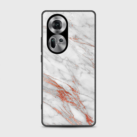 Oppo Reno 11 5G Cover- White Marble Series - HQ Ultra Shine Premium Infinity Glass Soft Silicon Borders Case