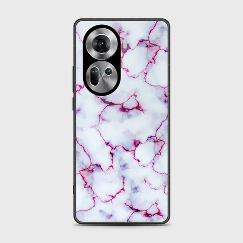 Oppo Reno 11 5G Cover- White Marble Series - HQ Ultra Shine Premium Infinity Glass Soft Silicon Borders Case