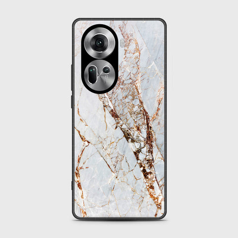 Oppo Reno 11 5G Cover- White Marble Series - HQ Ultra Shine Premium Infinity Glass Soft Silicon Borders Case