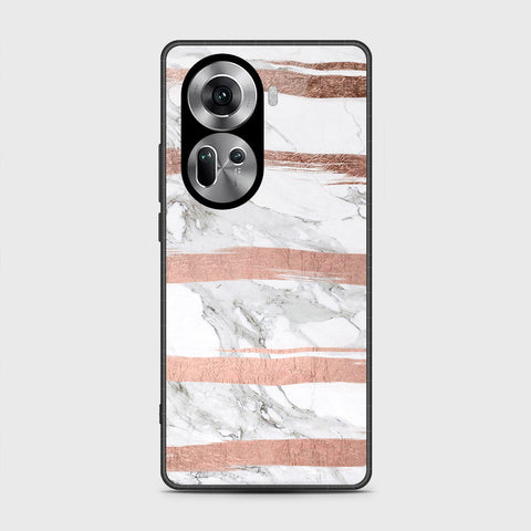 Oppo Reno 11 5G Cover- White Marble Series - HQ Ultra Shine Premium Infinity Glass Soft Silicon Borders Case