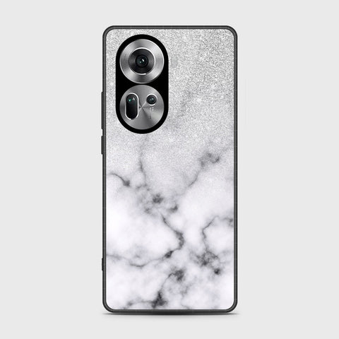 Oppo Reno 11 5G Cover- White Marble Series - HQ Ultra Shine Premium Infinity Glass Soft Silicon Borders Case