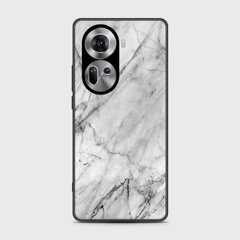 Oppo Reno 11 5G Cover- White Marble Series - HQ Ultra Shine Premium Infinity Glass Soft Silicon Borders Case