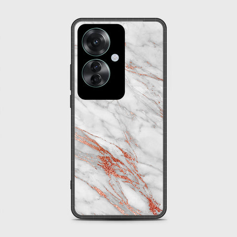 Oppo Reno 11F 5G Cover- White Marble Series - HQ Ultra Shine Premium Infinity Glass Soft Silicon Borders Case