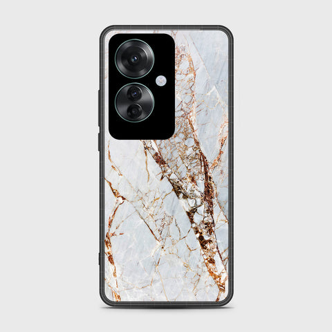 Oppo Reno 11F 5G Cover- White Marble Series - HQ Ultra Shine Premium Infinity Glass Soft Silicon Borders Case