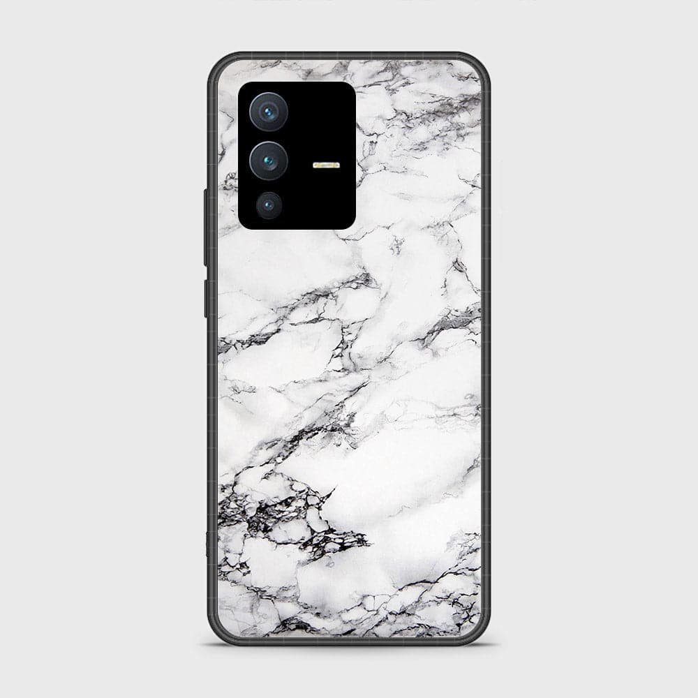 Vivo V23 5G Cover - White Marble Series - D12 - HQ Ultra Shine Premium Infinity Glass Soft Silicon Borders Case ( Fast Delivery )