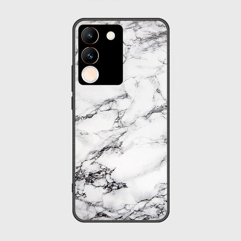 vivo V29e Cover- White Marble Series - HQ Ultra Shine Premium Infinity Glass Soft Silicon Borders Case