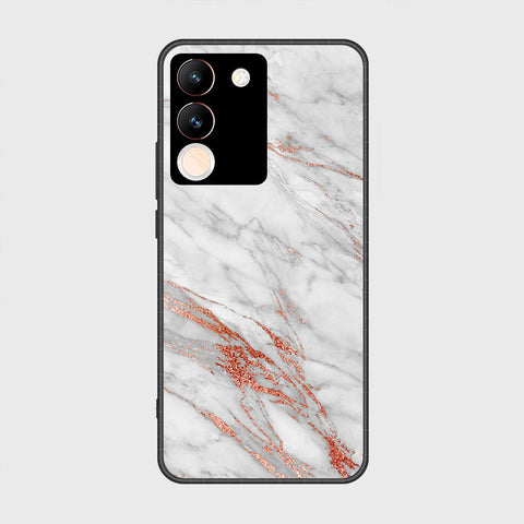 vivo V29e Cover- White Marble Series - HQ Ultra Shine Premium Infinity Glass Soft Silicon Borders Case