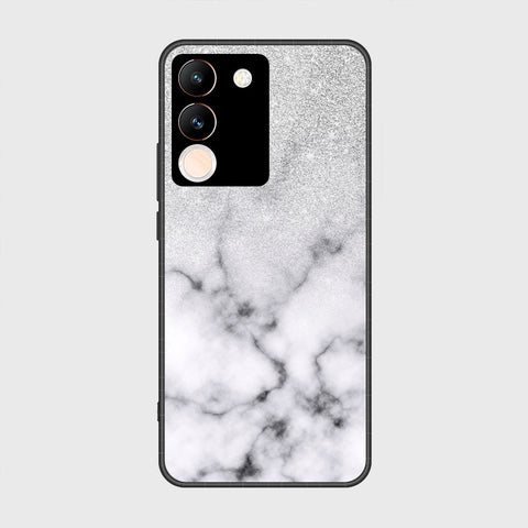 vivo V29e Cover- White Marble Series - HQ Ultra Shine Premium Infinity Glass Soft Silicon Borders Case