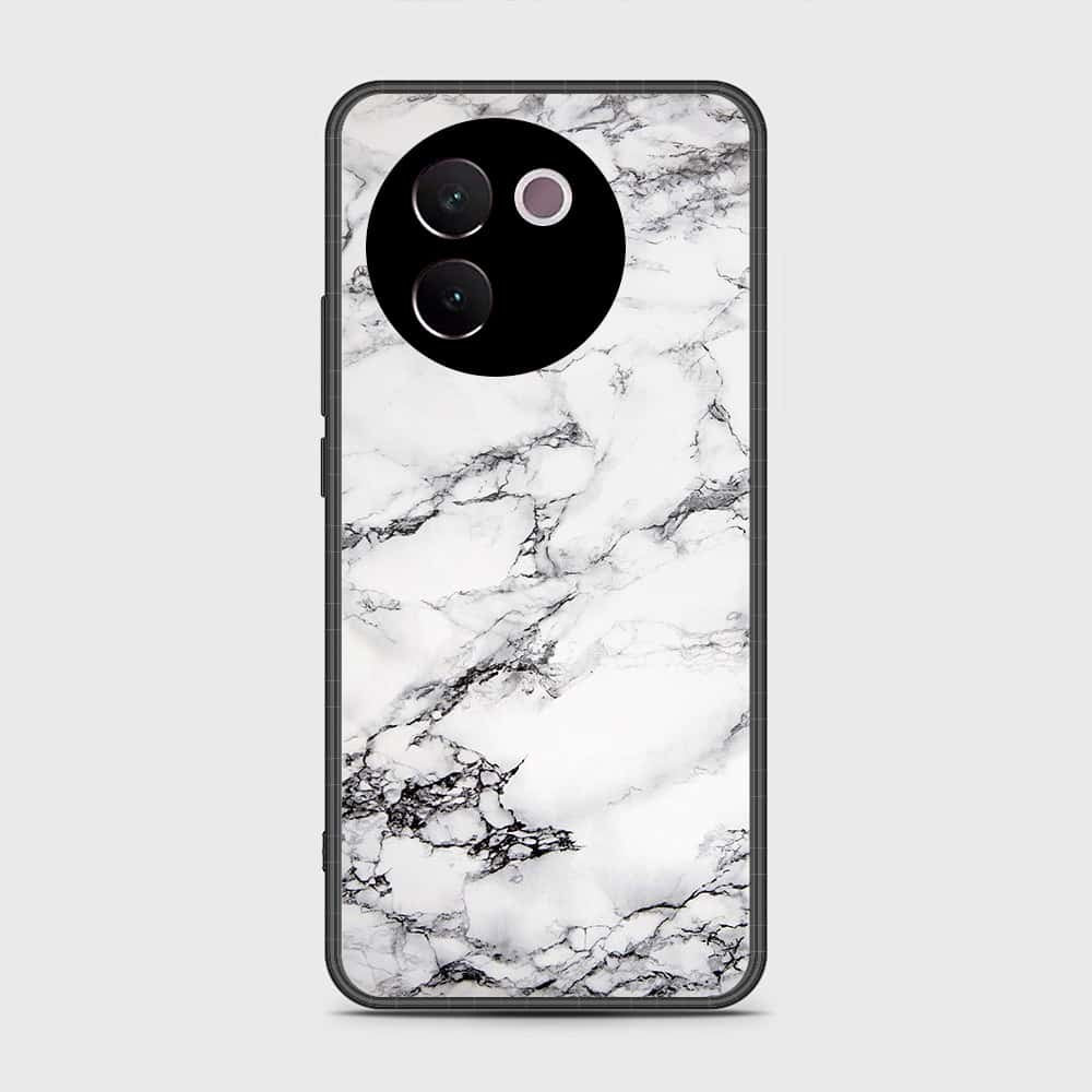 Vivo V30e Cover- White Marble Series - HQ Ultra Shine Premium Infinity Glass Soft Silicon Borders Case