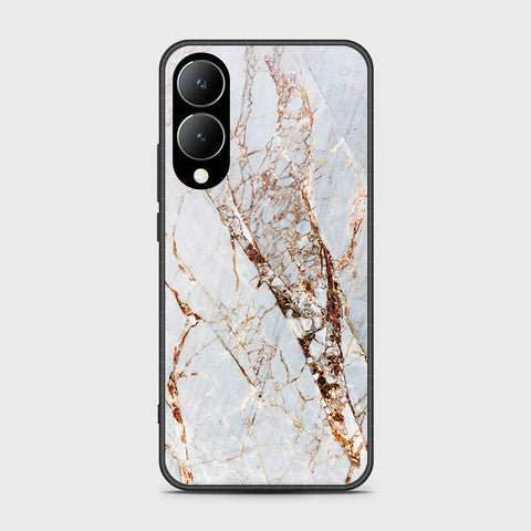 Vivo Y28 5G Cover- White Marble Series - HQ Ultra Shine Premium Infinity Glass Soft Silicon Borders Case