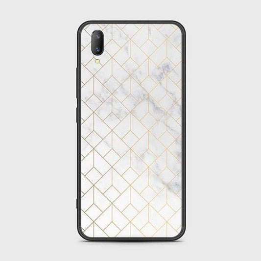 Vivo V11 Cover - White Marble Series 2 - HQ Ultra Shine Premium Infinity Glass Soft Silicon Borders Case