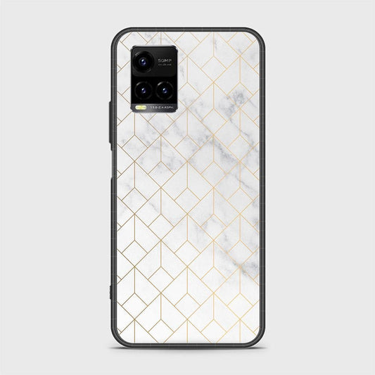 Vivo Y33t Cover - White Marble Series 2 - HQ Ultra Shine Premium Infinity Glass Soft Silicon Borders Case (Fast Delivery)