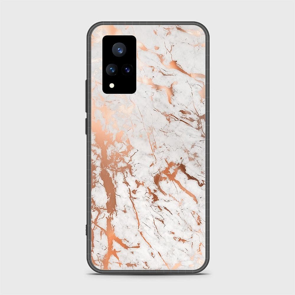 Vivo V21 Cover - White Marble Series 2 - D44 - HQ Ultra Shine Premium Infinity Glass Soft Silicon Borders Case ( Fast Delivery )