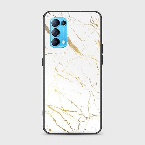 Oppo Reno 5 5G Cover - White Marble Series 2 - D373 - HQ Ultra Shine Premium Infinity Glass Soft Silicon Borders Case ( Fast Delivery )