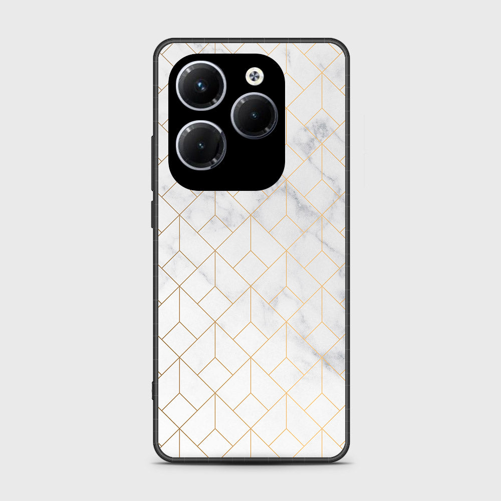 Infinix Hot 40 Pro Cover- White Marble Series 2 - HQ Ultra Shine Premium Infinity Glass Soft Silicon Borders Case