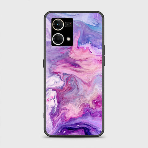 Oppo Reno 7 4G Cover - Colorful Marble Series - HQ Ultra Shine Premium Infinity Glass Soft Silicon Borders Case