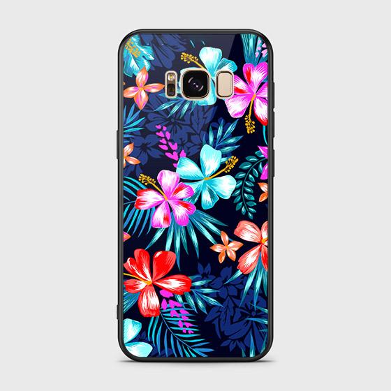 Samsung Galaxy S8 Cover - Floral Series - D44 - HQ Ultra Shine Premium Infinity Glass Soft Silicon Borders Case ( Fast Delivery )