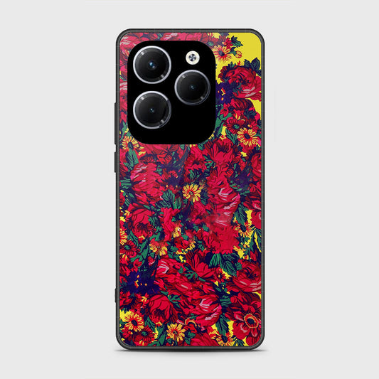 Infinix Hot 40 Cover- Floral Series - HQ Ultra Shine Premium Infinity Glass Soft Silicon Borders Case