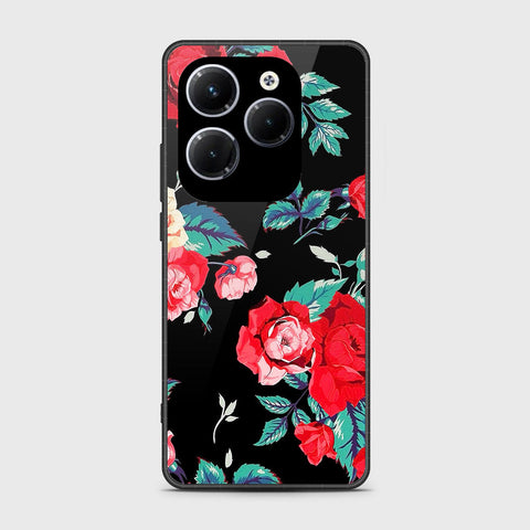 Infinix Hot 40 Cover- Floral Series - HQ Ultra Shine Premium Infinity Glass Soft Silicon Borders Case