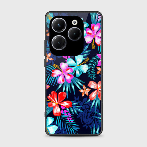 Infinix Hot 40 Cover- Floral Series - HQ Ultra Shine Premium Infinity Glass Soft Silicon Borders Case