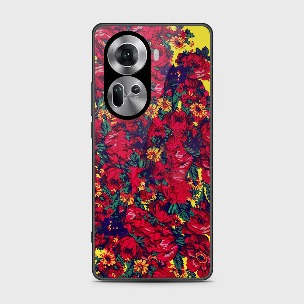 Oppo Reno 11 5G Cover- Floral Series - HQ Ultra Shine Premium Infinity Glass Soft Silicon Borders Case