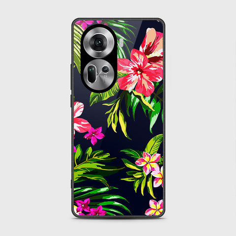 Oppo Reno 11 5G Cover- Floral Series - HQ Ultra Shine Premium Infinity Glass Soft Silicon Borders Case