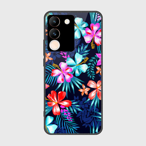 Vivo Y200 Cover- Floral Series - HQ Ultra Shine Premium Infinity Glass Soft Silicon Borders Case