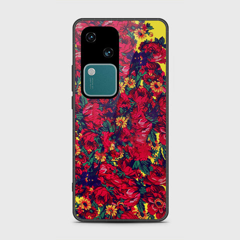 Vivo V30 Cover- Floral Series - HQ Ultra Shine Premium Infinity Glass Soft Silicon Borders Case