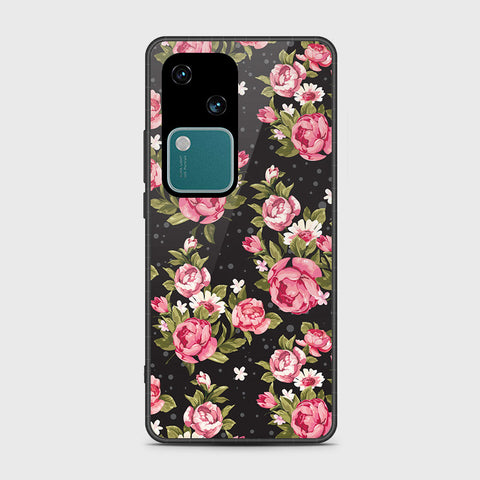 Vivo V30 Cover- Floral Series - HQ Ultra Shine Premium Infinity Glass Soft Silicon Borders Case