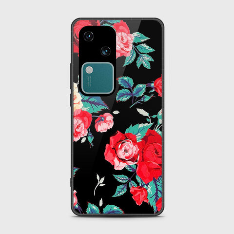 Vivo V30 Cover- Floral Series - HQ Ultra Shine Premium Infinity Glass Soft Silicon Borders Case