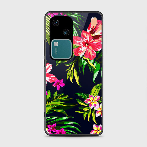 Vivo V30 Cover- Floral Series - HQ Ultra Shine Premium Infinity Glass Soft Silicon Borders Case