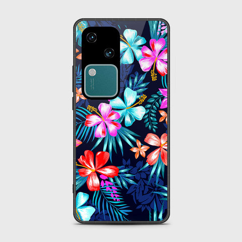 Vivo V30 Cover- Floral Series - HQ Ultra Shine Premium Infinity Glass Soft Silicon Borders Case