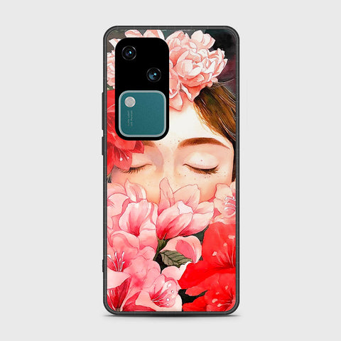 Vivo V30 Cover- Floral Series - HQ Ultra Shine Premium Infinity Glass Soft Silicon Borders Case