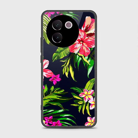 Vivo V30e Cover- Floral Series - HQ Ultra Shine Premium Infinity Glass Soft Silicon Borders Case