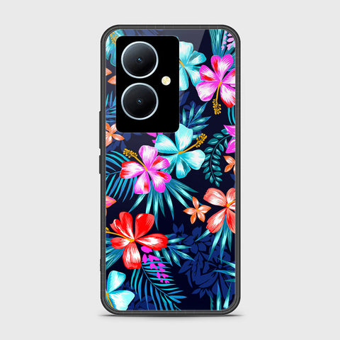 Vivo Y78 Cover - Floral Series - HQ Ultra Shine Premium Infinity Glass Soft Silicon Borders Case